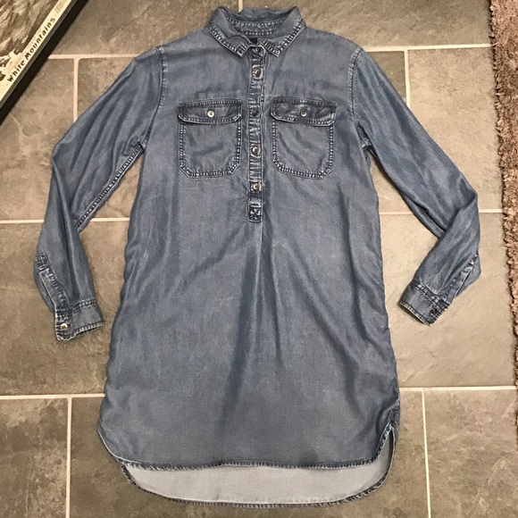 GAP Dresses Gap Chambray Shirt Dress Long Sleeve Button Down